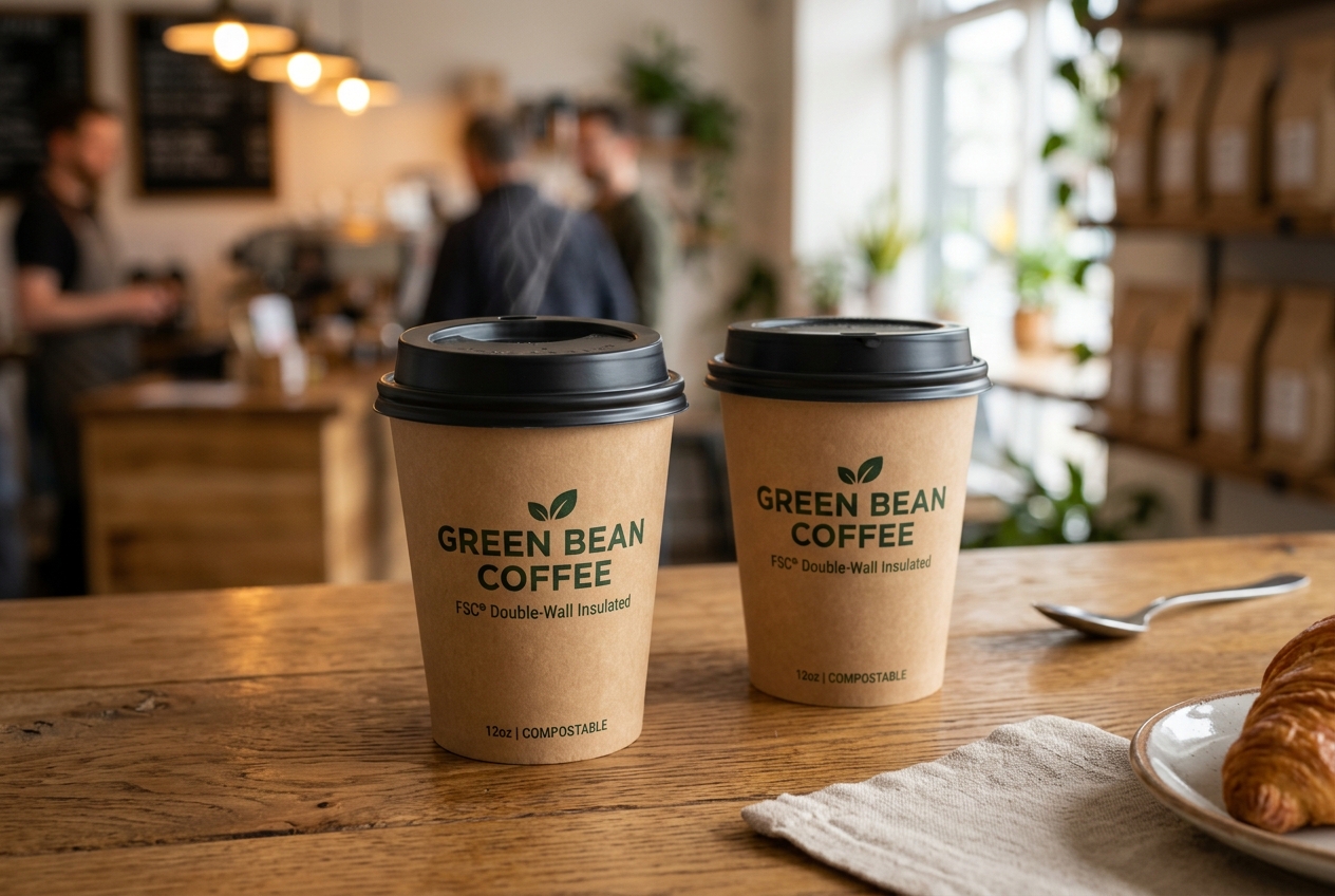 Plastic-Free Repulpable Aqueous Coated Paper Cups - Technical Product Photography - Paper Cups for Chain Cafes & Eco Foodservice